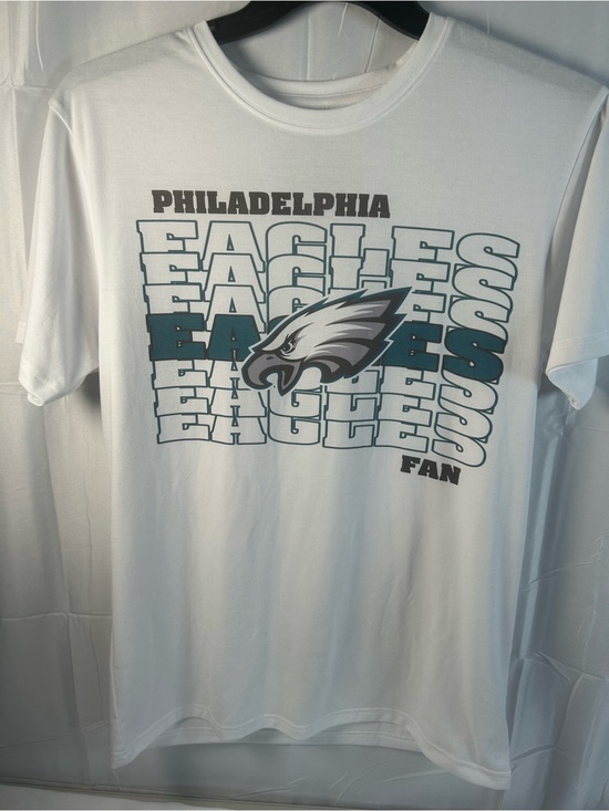 Cricut Tops - Cricut White Philadelphia Eagles Graphic Tee with Teal and Gray Logo